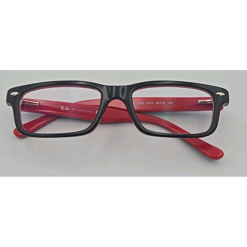 Ray Ban RB 1535 3573 48-16-130 Black/Red Plastic Full Rim Eyeglasses KIDS
